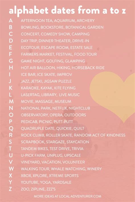 101 Best Alphabet Date Ideas for a Creative Date Night .